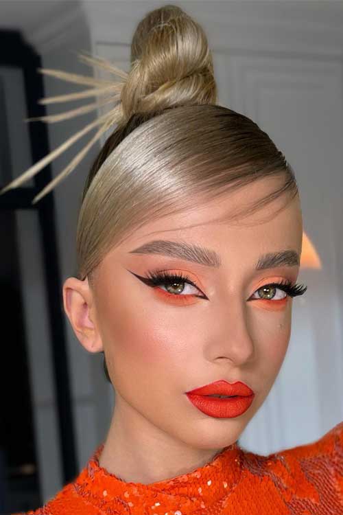 Orange eyeshadow look that is perfect for a summer night out