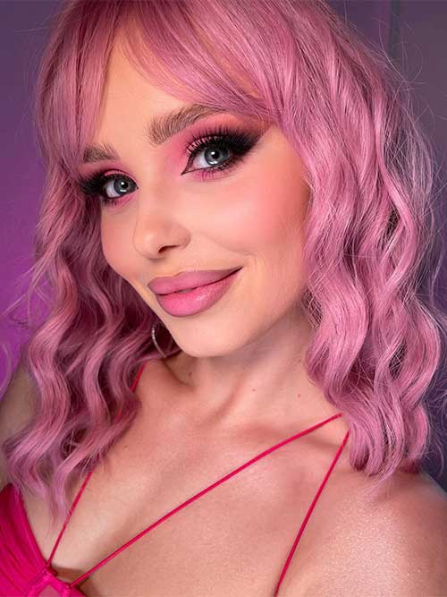 Pink Pastel Makeup Look with Nude Pink Lips for Spring 2023