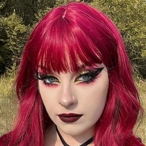 cranberry eye makeup with vampy lips is one of the best Fall makeup looks to try in 2023