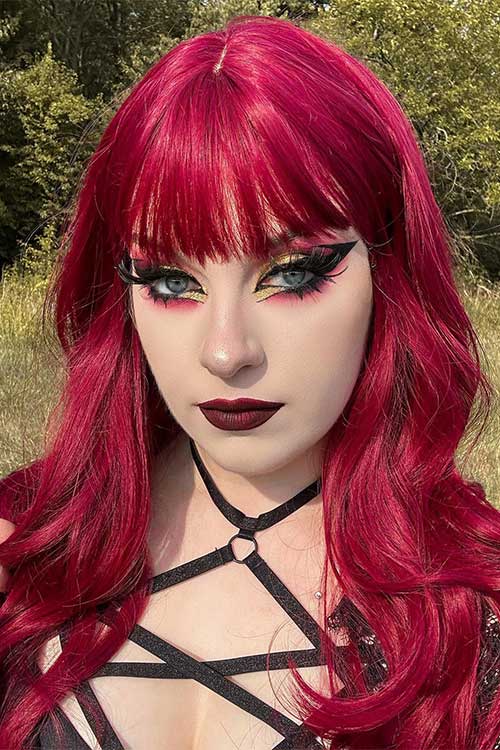 cranberry eye makeup with vampy lips is one of the best Fall makeup looks to try in 2023