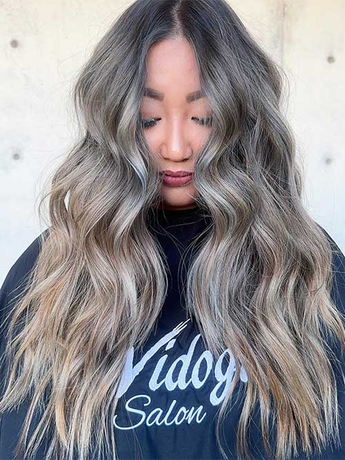 Ashy tone Balayage hair color