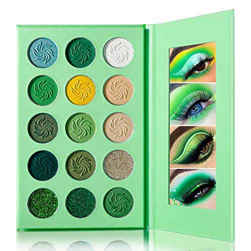 DE'LANCI Green Eyeshadow Palette, Highly Pigmented Eyeshadow Makeup Pallete Matte Shimmer Glitter Eye Shade