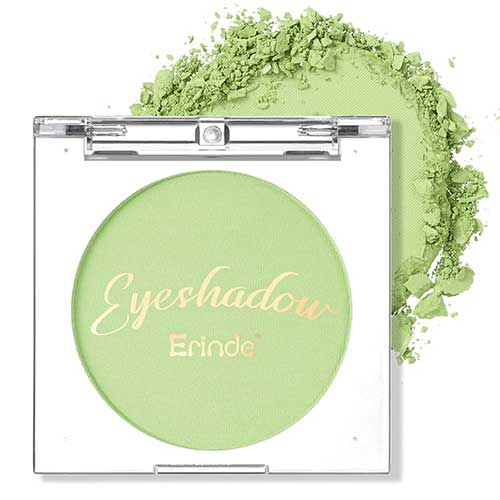 Erinde Single Lime Green Matte Eyeshadow Palette, Velvet Eye Shadow Compact Powder Natural Makeup