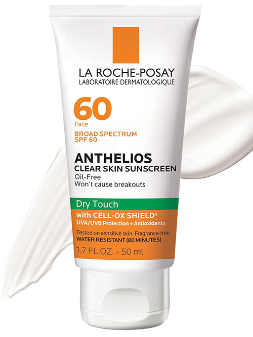 La Roche-Posay Anthelios Clear Skin Dry Touch Sunscreen SPF 60 is One of the Top Sunscreens for Acne acne prone skin