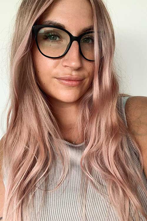 Long pastel pink and blonde hair