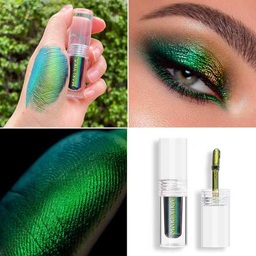 MAKI YIKA Glitter Eyeshadow Green Liquid Multichrome Eyeshadows Long Lasting, Metallic Chameleon Eye Shadow