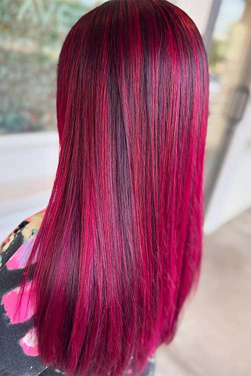 Magenta with hot pink balayage hair