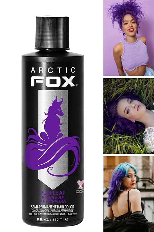 ARCTIC FOX Vegan and Cruelty-Free Semi-Permanent Summer Hair Color Dye, PURPLE AF