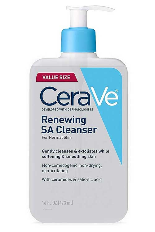 CeraVe SA Cleanser, Salicylic Acid Cleanser with Hyaluronic Acid, Niacinamide & Ceramides, and BHA Exfoliant for Face