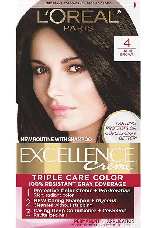 Dark Brown Hair Color from L'Oreal Paris Excellence Creme Permanent Summer Hair Color Dyes