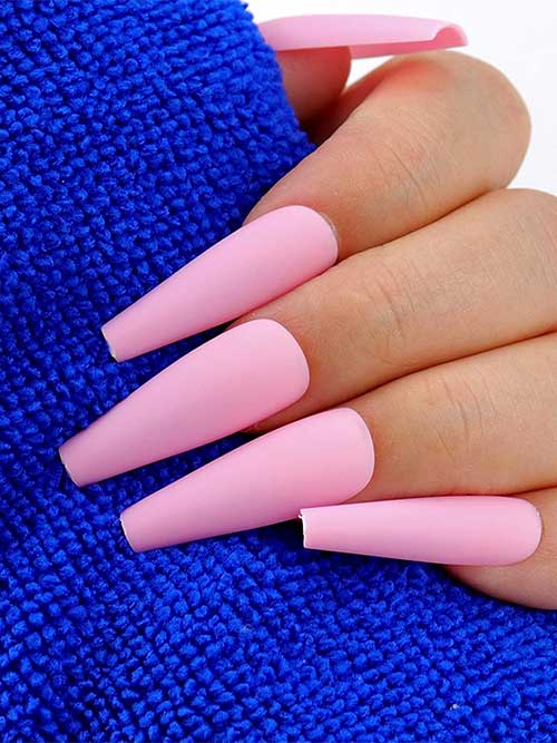 Matte Pink Press on Nails Medium Ballerina