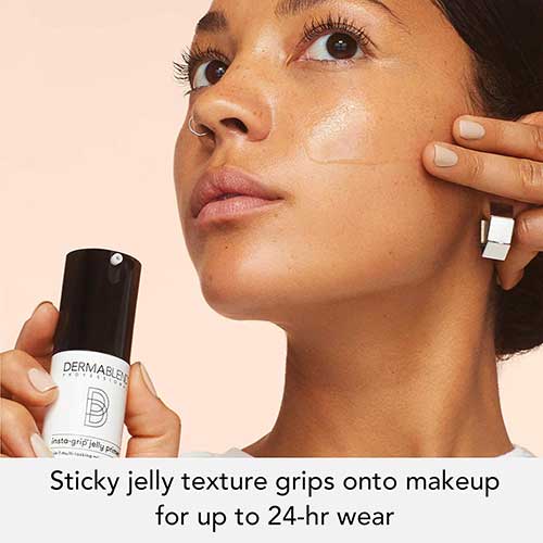 Dermablend Insta-Grip Jelly Primer, a silicone-free formula for dry skin, minimizes pores and offers 24-hour wear in 1.0 Fl oz.