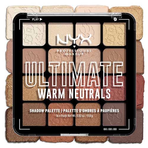 NYX PROFESSIONAL MAKEUP Ultimate Shadow Palette featuring a range of warm neutral eyeshadows for versatile makeup looks.