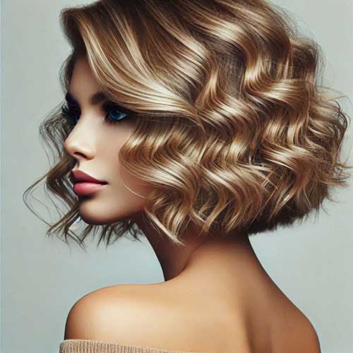 A beautiful short curly sew-in bob, highlighting lively curls that create a fun and sophisticated appearance.