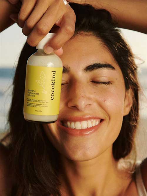 Cocokind Turmeric Illuminating Solution: a facial toner and exfoliator with acids for dark spot removal and glowing skin.